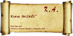 Kuna Anikó névjegykártya